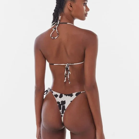 NWT BERSHKA SWIM cow print SEXY bikini SET Top & Bottom Cream Brown - Picture 5 of 9